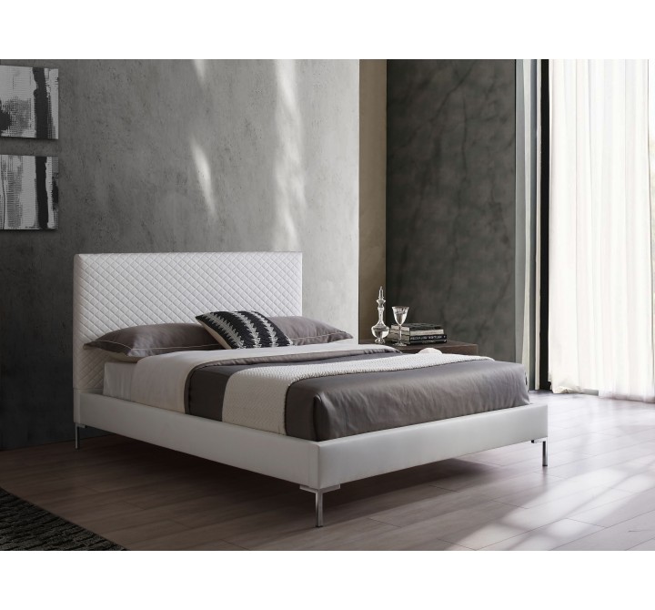 Whiteline Modern Living Liz Queen Bed In Fully Upholstered White - Lifestyle
