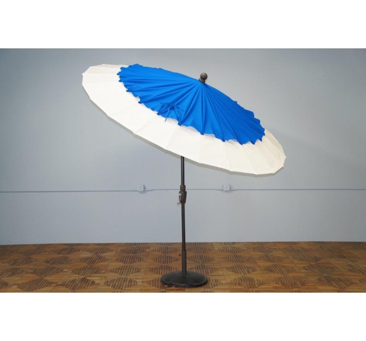 Shade Trends The Breeze Oversized Wind Vent Umbrella - Pacific Blue and White - Angled