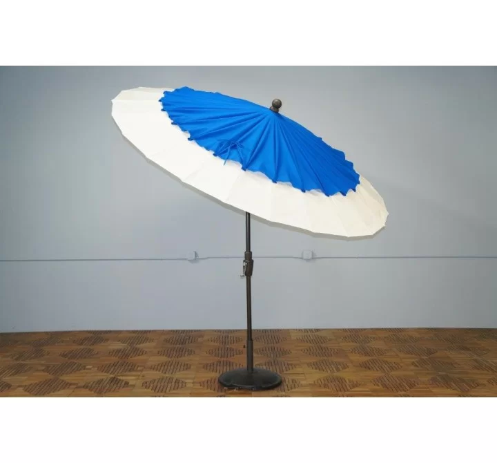 Shade Trends The Breeze Oversized Wind Vent Umbrella - Pacific Blue and White - Angled
