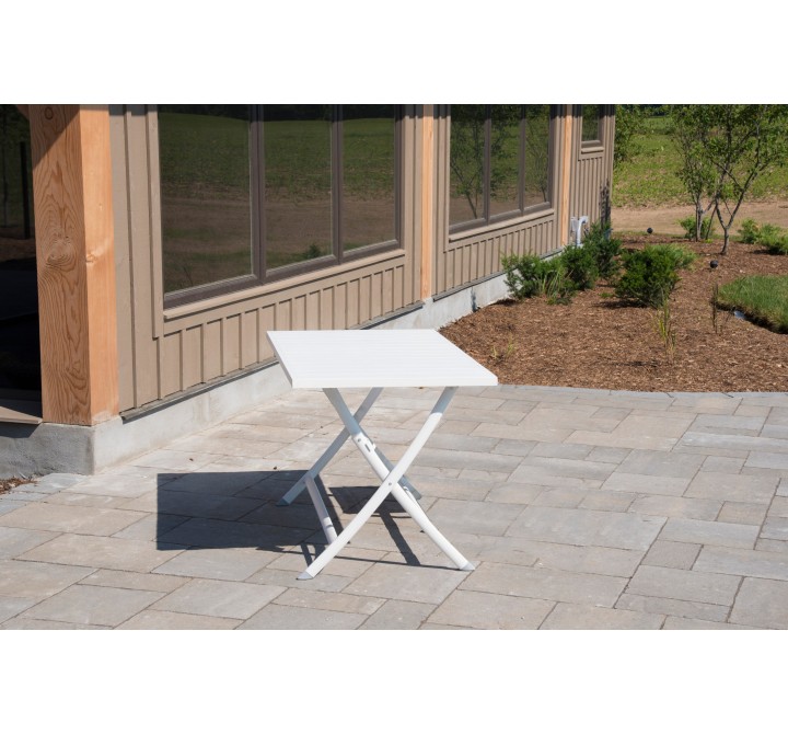 Vivere Brunch Aluminum Folding Table (White)  Actual