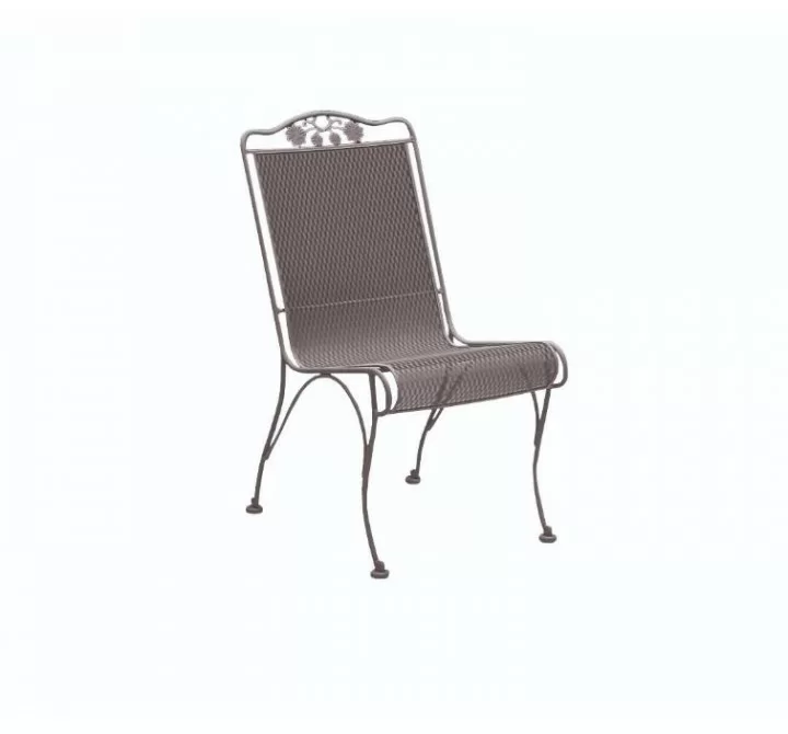 Woodard Briarwood Wrought Iron High Back Dining Side Chair - Angled
