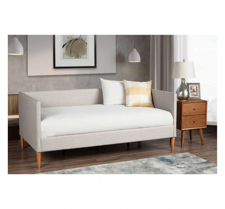Britney Twin Day Bed in Light Grey Linen - Lifestyle