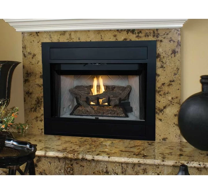 Superior Fireplaces 36" Natural/Propane With Electronic Ignition And White Stacked Refractory Panels - Lifestyle