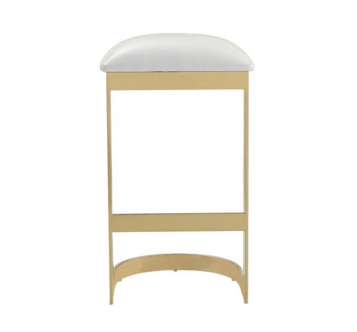 Manhattan Comfort Aura 28.54 in. White and Polished Brass Stainless Steel Bar Stool Back
