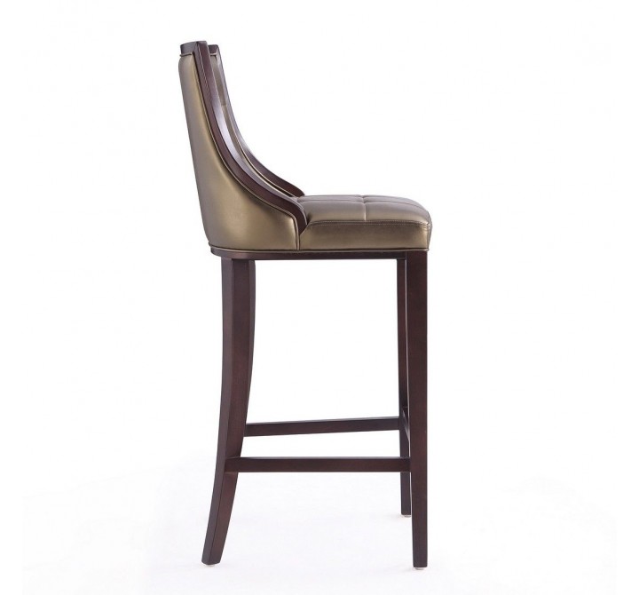 Manhattan Comfort Fifth Avenue 45 in. Bronze and Walnut Beech Wood Bar Stool Side