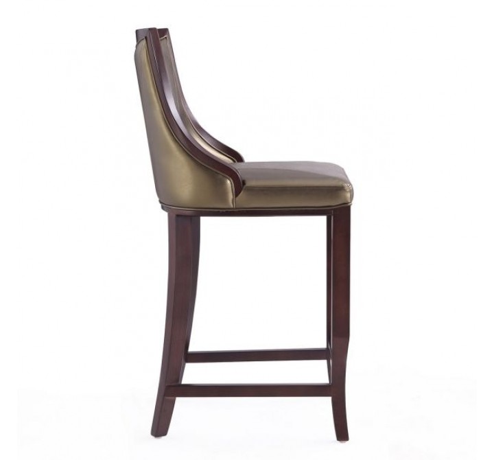 Manhattan Comfort Emperor 41 in. Bronze and Walnut Beech Wood Bar Stool Side