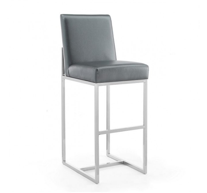 Manhattan Comfort Element 42.13 in. Graphite and Polished Chrome Stainless Steel Bar Stool