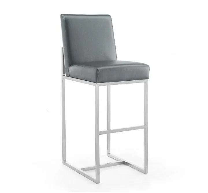 Manhattan Comfort Element 42.13 in. Graphite and Polished Chrome Stainless Steel Bar Stool