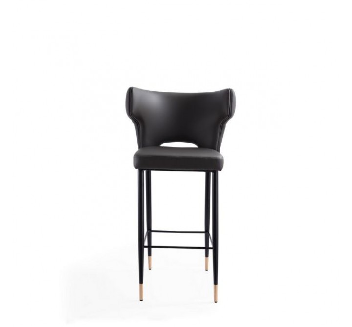 Manhattan Comfort Holguin 41.34 in. Grey, Black and Gold Wooden Barstool Front