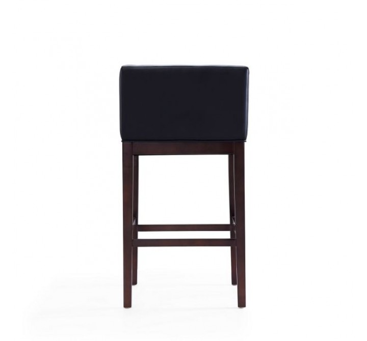 Manhattan Comfort Kingsley 38 in. Black and Dark Walnut Beech Wood Barstool Back