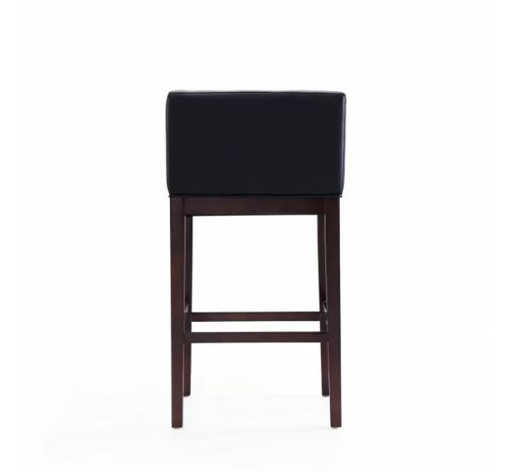Manhattan Comfort Kingsley 38 in. Black and Dark Walnut Beech Wood Barstool Back