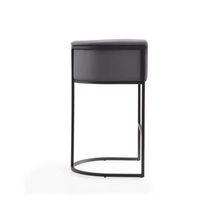 Manhattan Comfort Cosmopolitan 37.8 in. Grey and Black Metal Barstool Side