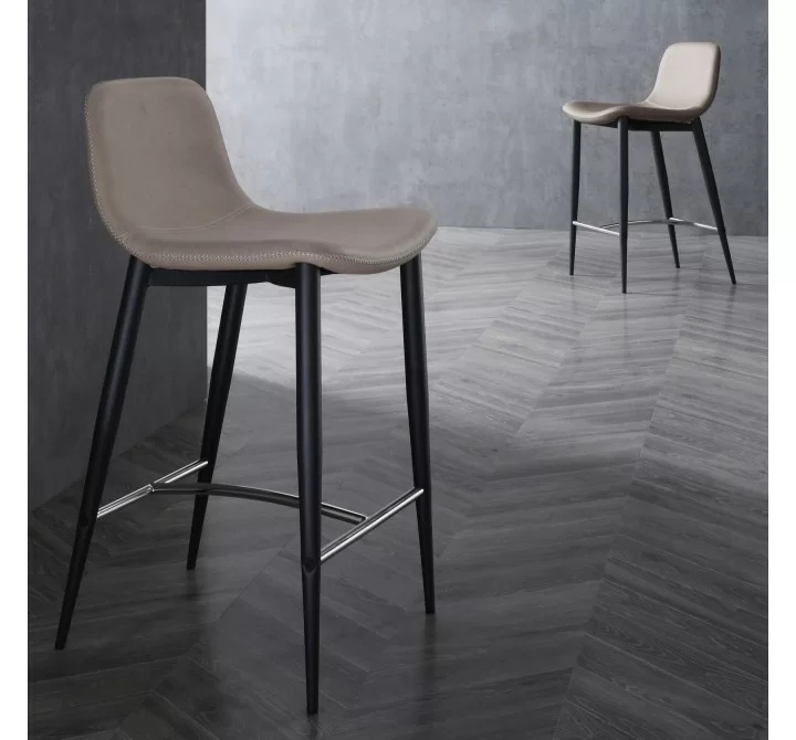 Whiteline Modern Living Franklin Counter Stool in Taupe Faux Leather - Lifestyle 3