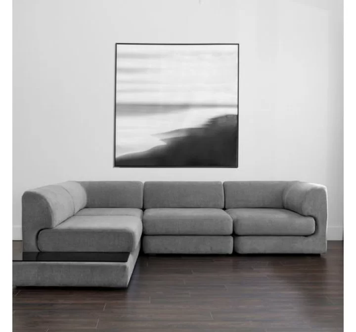 Sunpan Harmony Modular Armless Chair in Left-Shelf Danny Dark Grey - Lifestyle