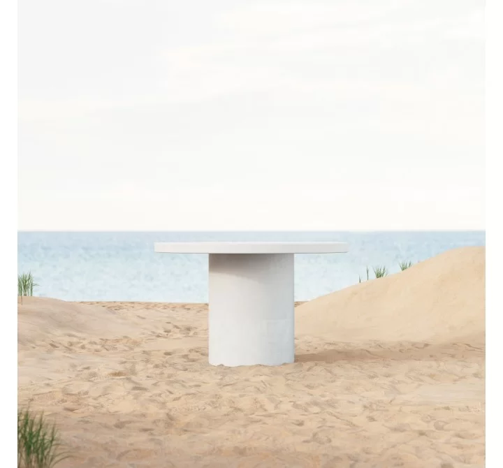 Azzurro Living Big Sur 48" Round Dining Table With White Rock Concrete Frame - Lifestyle