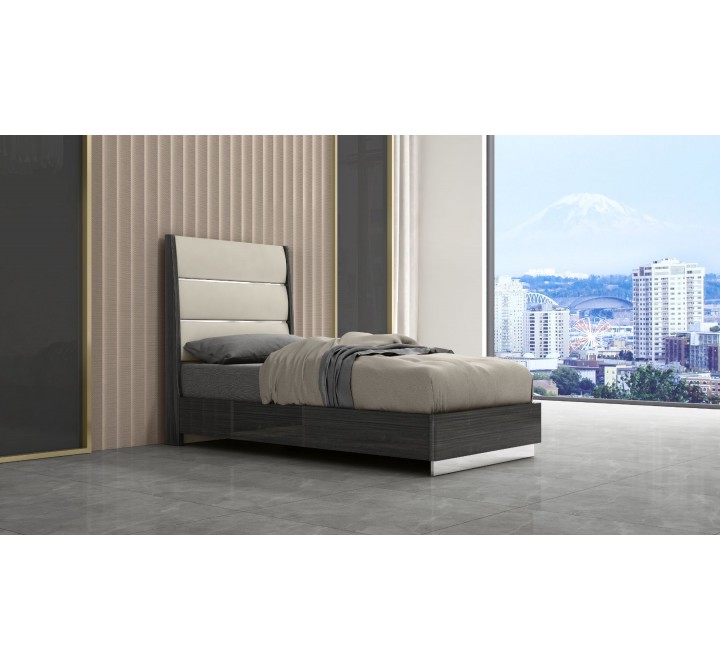Whiteline Modern Living Pino Bed Twin In High Gloss Dark Grey Angley - Lifestyle