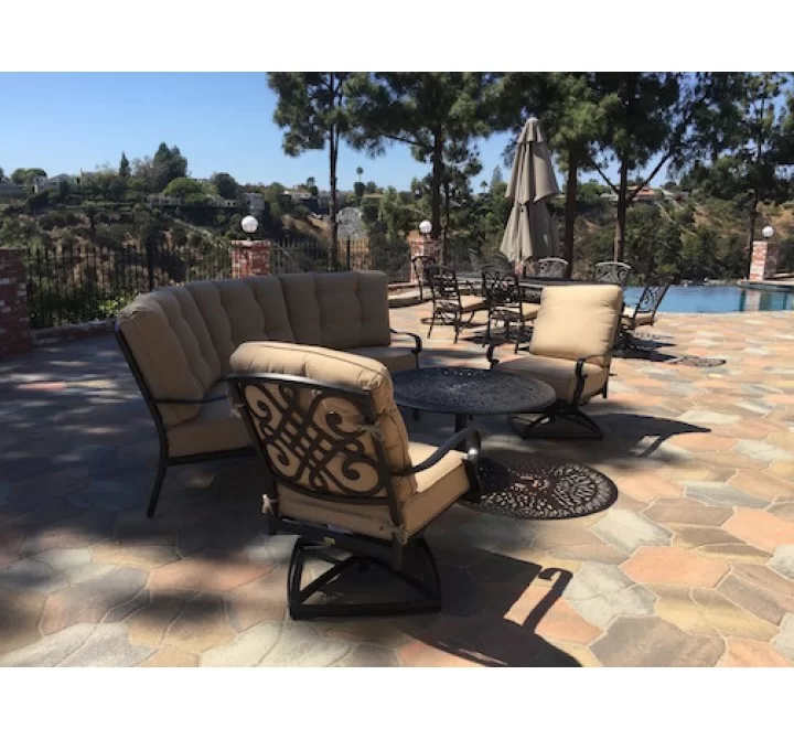 Bridgetown Curved Seating Sofa with Pedestal Tea Table - Lifestyle