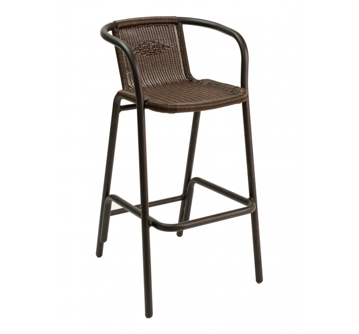 Anodized Or Powder Aluminum Frame Barstool - BW-51 - Black Frame and Black