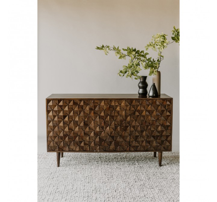 Moe's Home Collection Pablo 3-Door Sideboard - Brown -Lifestyle