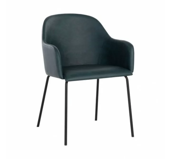 Sunpan Hensley Dining Armchair in Dark Teal - Front Side Angle