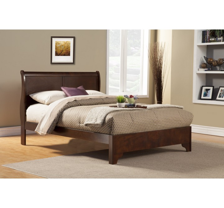 Alpine Furniture West Haven Eastern King Low Footboard Sleigh Bed, Cappuccino - Lifestyle
