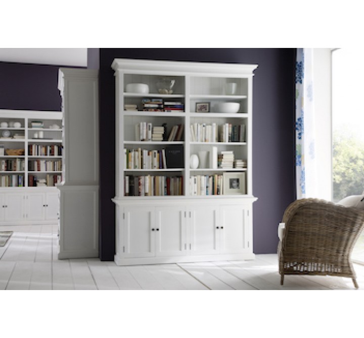 Nova Solo HALIFAX Twin Tower Hutch Bookcase w/ 10 open shelves & 2 double doors - LIfestyle