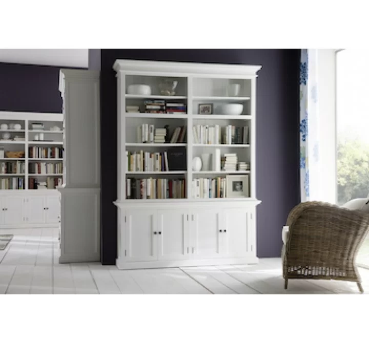 Nova Solo HALIFAX Twin Tower Hutch Bookcase w/ 10 open shelves & 2 double doors - LIfestyle