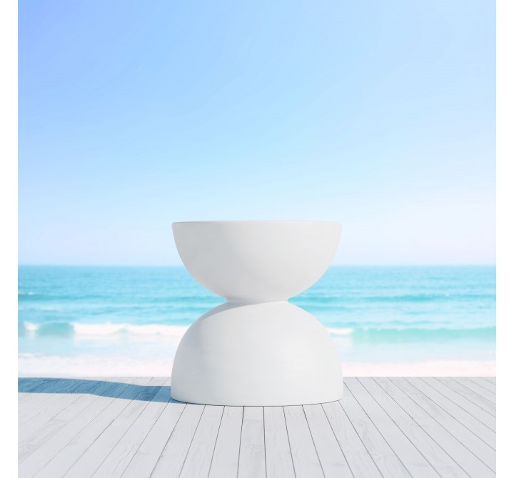 Azzurro Living Cabo Side Table With White Rock Concrete Frame And White Rock Concrete - Lifestyle
