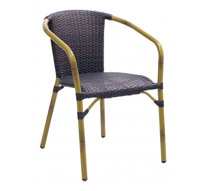 Aluminum Arm Chair W/ PVC Strap Back - CAPTIVA ARMCHAIR - Anthracite Black