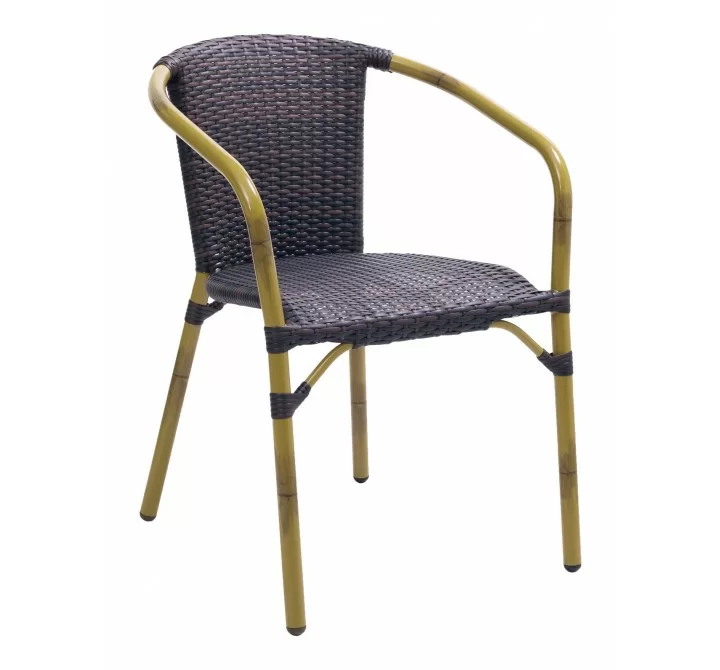 Aluminum Arm Chair W/ PVC Strap Back - CAPTIVA ARMCHAIR - Anthracite Black