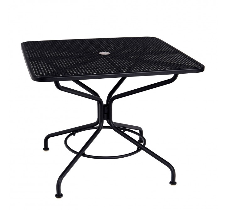 Woodard Café Series Textured Black + Plus 36" Square Dining/Umbrella Table