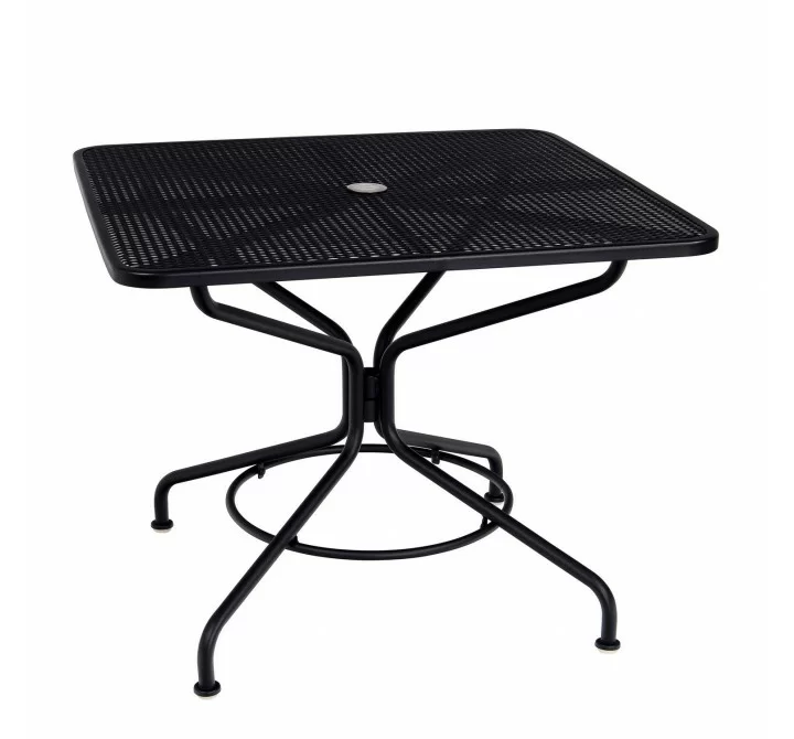 Woodard Café Series Textured Black + Plus 36" Square Dining/Umbrella Table