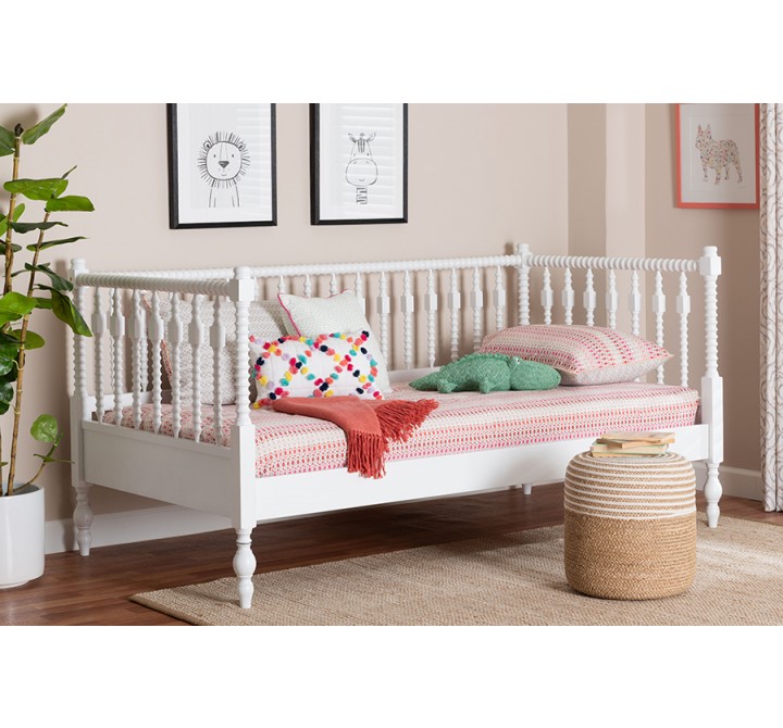 Callison Spindle Daybed in White - lifestyle