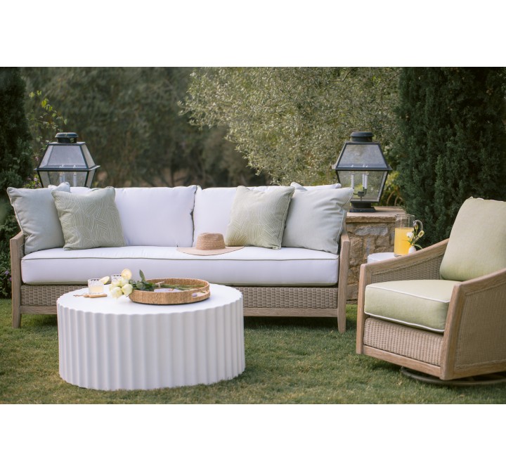 Sunset West Cambria Swivel Club Chair in Canvas Canvas w/ Self Welt