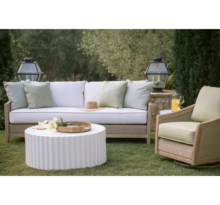 Sunset West Cambria Swivel Club Chair in Canvas Canvas w/ Self Welt