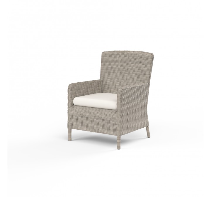 Manhattan Dining Chair in Linen Canvas w/ Self Welt - Front Side Angle
