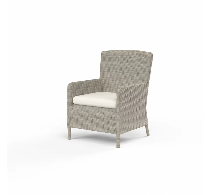 Manhattan Dining Chair in Linen Canvas w/ Self Welt - Front Side Angle