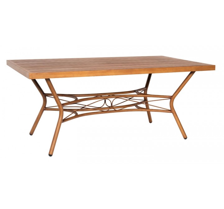 Woodard Rectangular Slatted Top Umbrella Dining Table