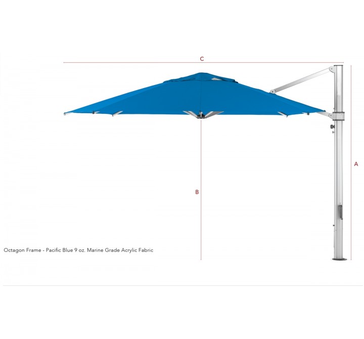 10' Square Cantilever Umbrella - 9 oz Marine Grade Acrylic