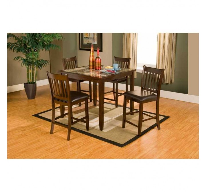 Capitola Faux Marble 5 Piece Pub Set, Espresso - Lifestyle