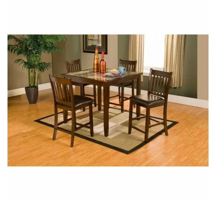 Capitola Faux Marble 5 Piece Pub Set, Espresso - Lifestyle