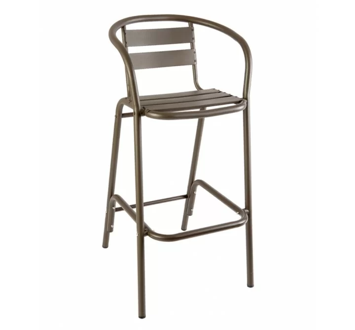 Capri Arm Barstool - Powder Coated Aluminum - Bronze/Soft Gray