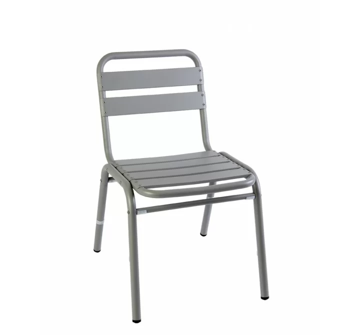 Capri Stacking Side Chair - Powder Coated Aluminum - Soft Gray