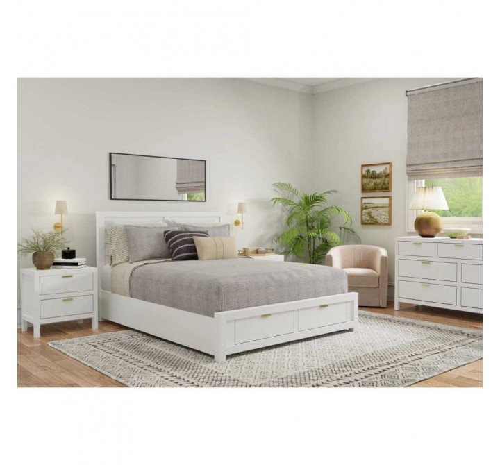Carmel Full Size Storage Bed, White - Lifestyle