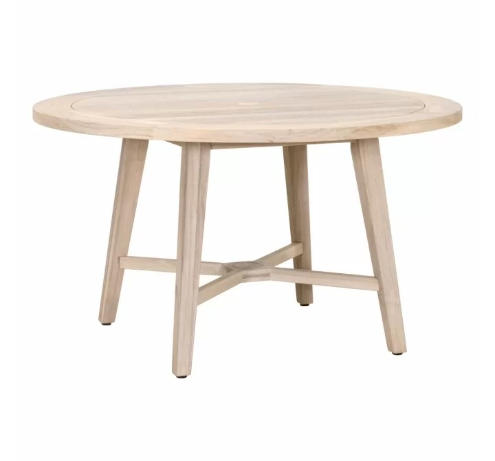 Essentials For Living Carmel Outdoor 54" Round Dining Table - Gray Teak - Front Side Angle
