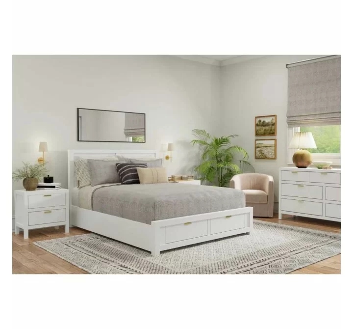 Carmel Eastern King Storage Bed, White - Lifestyle