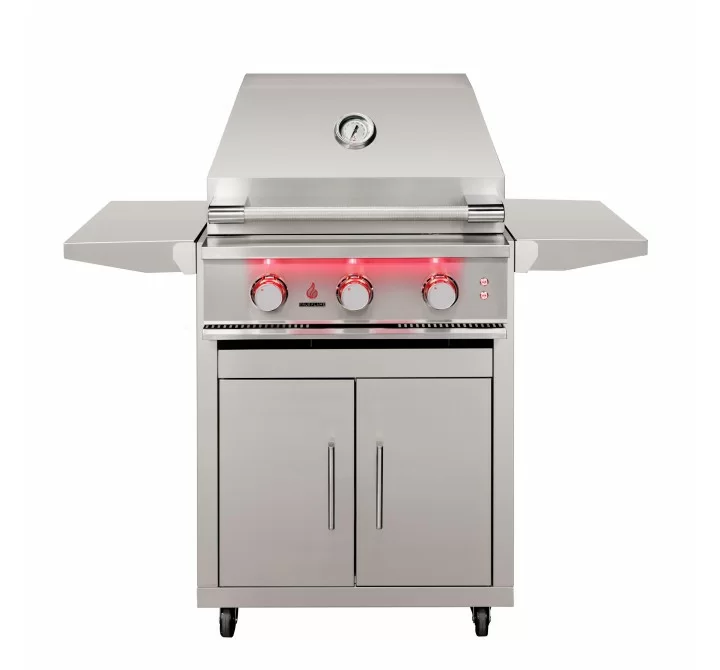 TrueFlame Deluxe Cart With Fold-Down Side Shelves - Cart with Grill