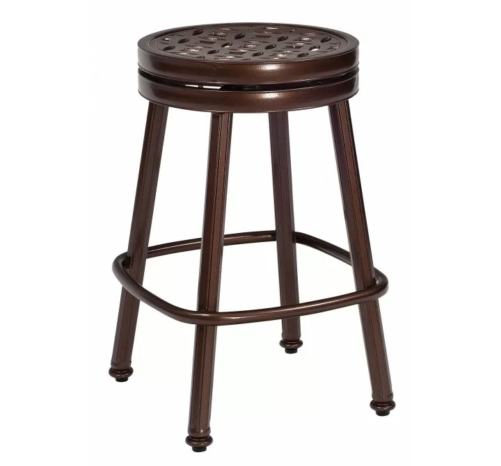 Woodard Casa Round Swivel Counter Stool - Angled