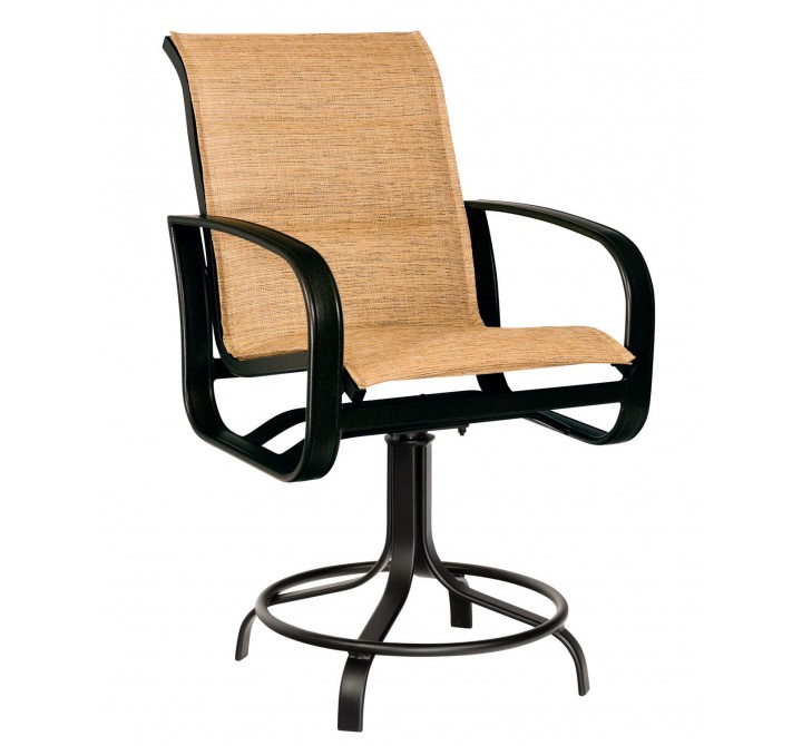 Woodard Cayman Isle Padded Sling Swivel Counter Stool