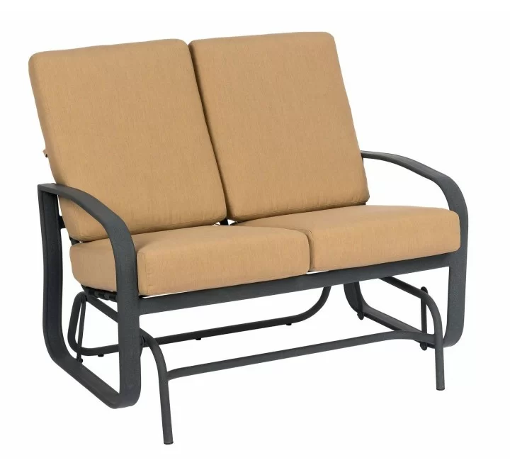 Woodard Cayman Isle Cushion Love Seat Glider - Angled